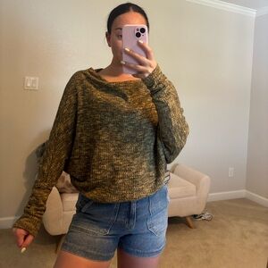 Elan Textured Brown Cowl Neck Sweater